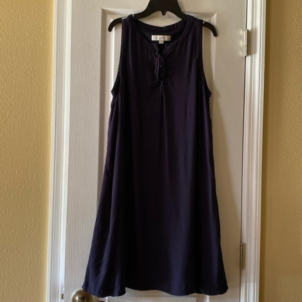 NWOT Loft navy blue flare‎ dress size M